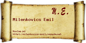 Milenkovics Emil névjegykártya